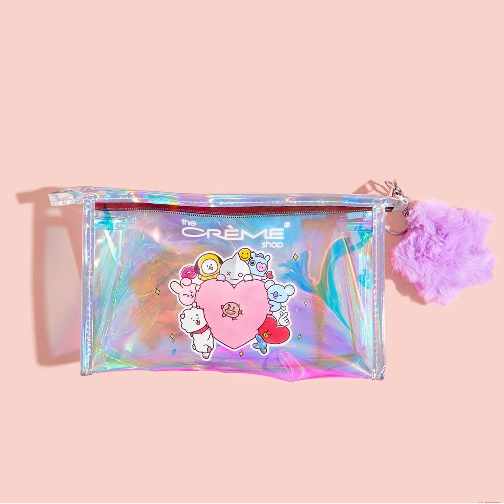 New The Crème Shop x BT21 iridescent holographic makeup bag